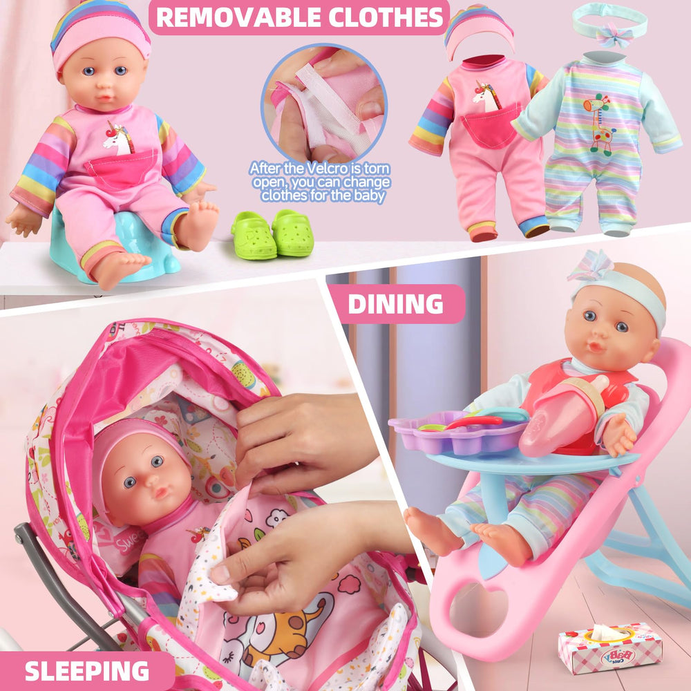 YIYBM dining chair image highlights mealtime pretend play with dolls