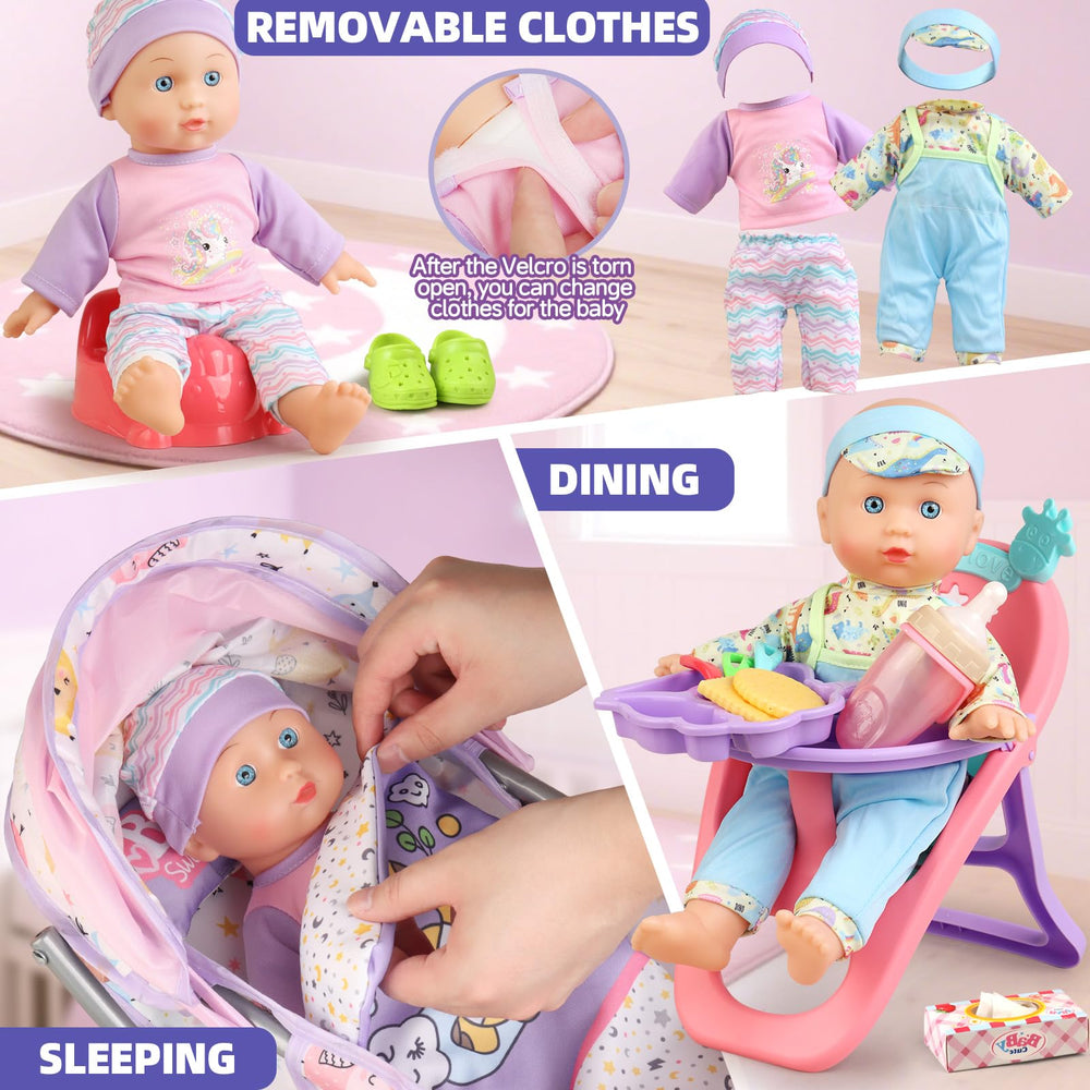 YIYBM twenty-three-piece accessory set with outfits and dining ware.