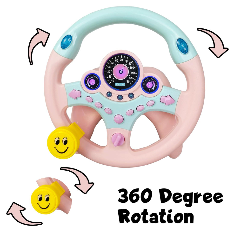 YIYZAOF car-seat attachment keeps the steering toy within reach.