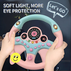YIYZAOF driving simulator emphasizes lights and sound during pretend driving.