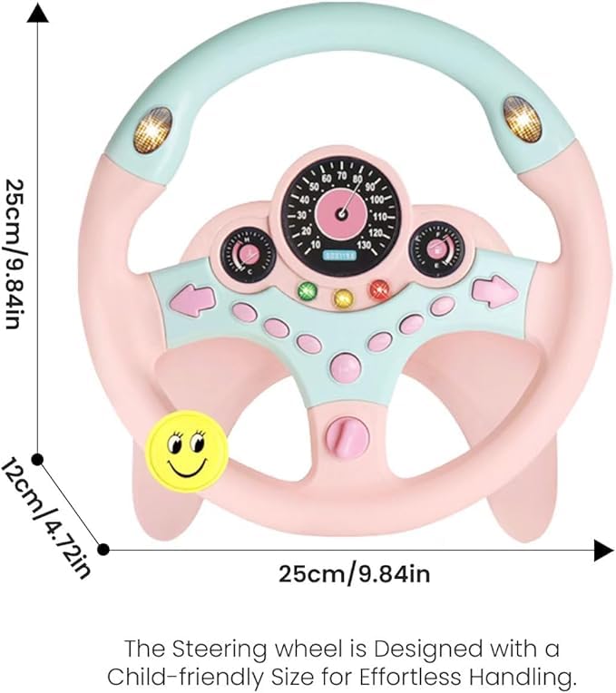 YIYZAOF steering wheel toy showing multifunction buttons for interactive learning.