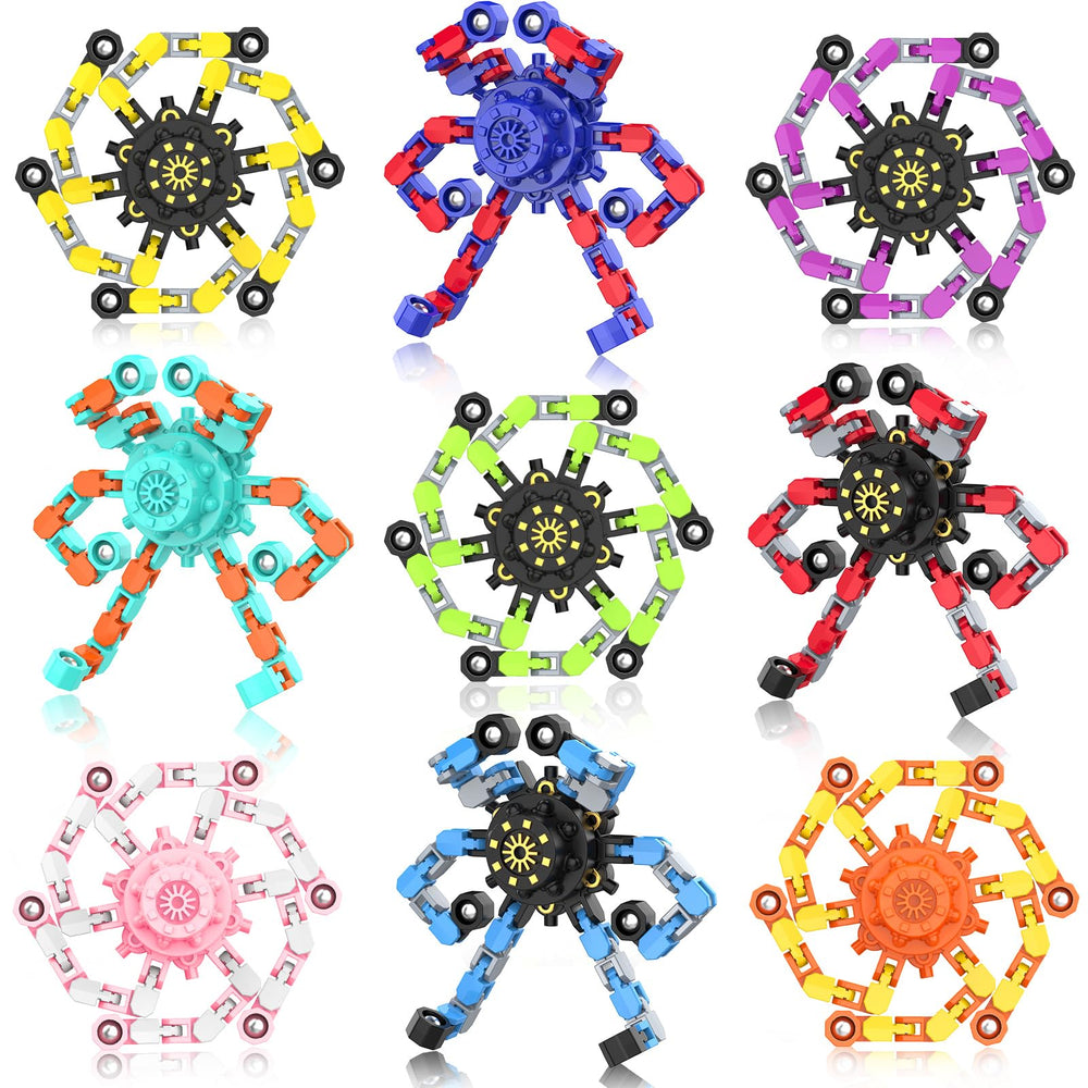 YIZER transformable fidget spinner top view with six adjustable chains offering longer spins.
