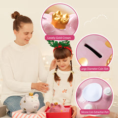 YJNSFT ceramic piggy bank demonstrating the durable material and crisp coin sound