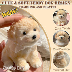 YJPPDD Big Taba Squishy Dog cream side view: cuddly plush texture for soothing squeezes.