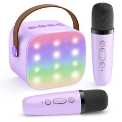 YLL karaoke machine for kids in purple, front view, ready for home singing fun