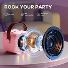 YLL Karaoke Machine Rose LED light show enhances joyful sing-alongs