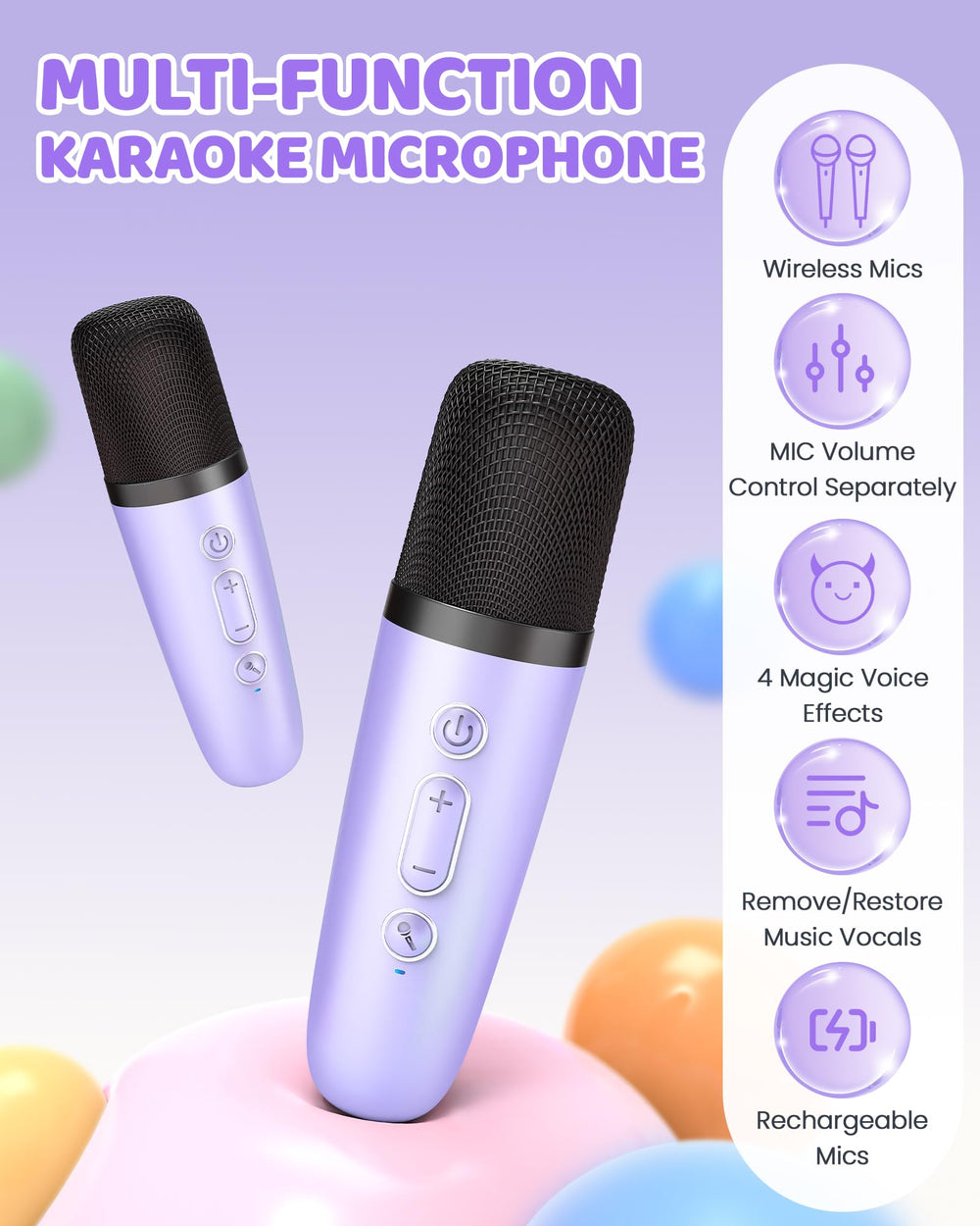 Charge-and-go design lets kids power up and sing.