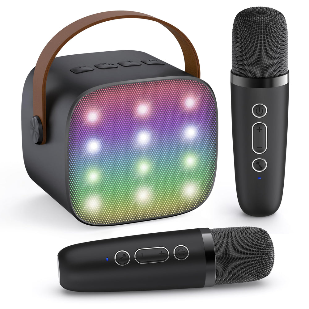 YLL mini karaoke machine front view, portable design for on-the-go singing.