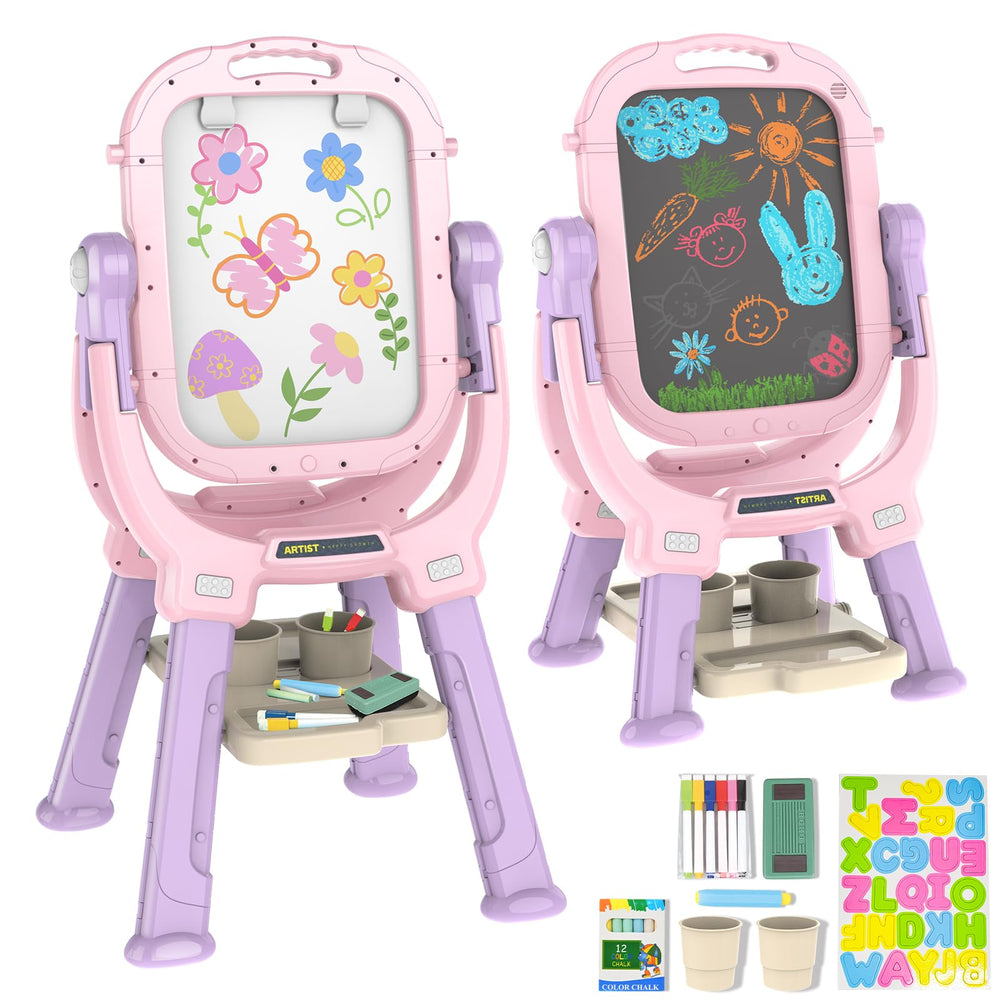 Ylovetoys Easel front view with dual boards for shared art projects