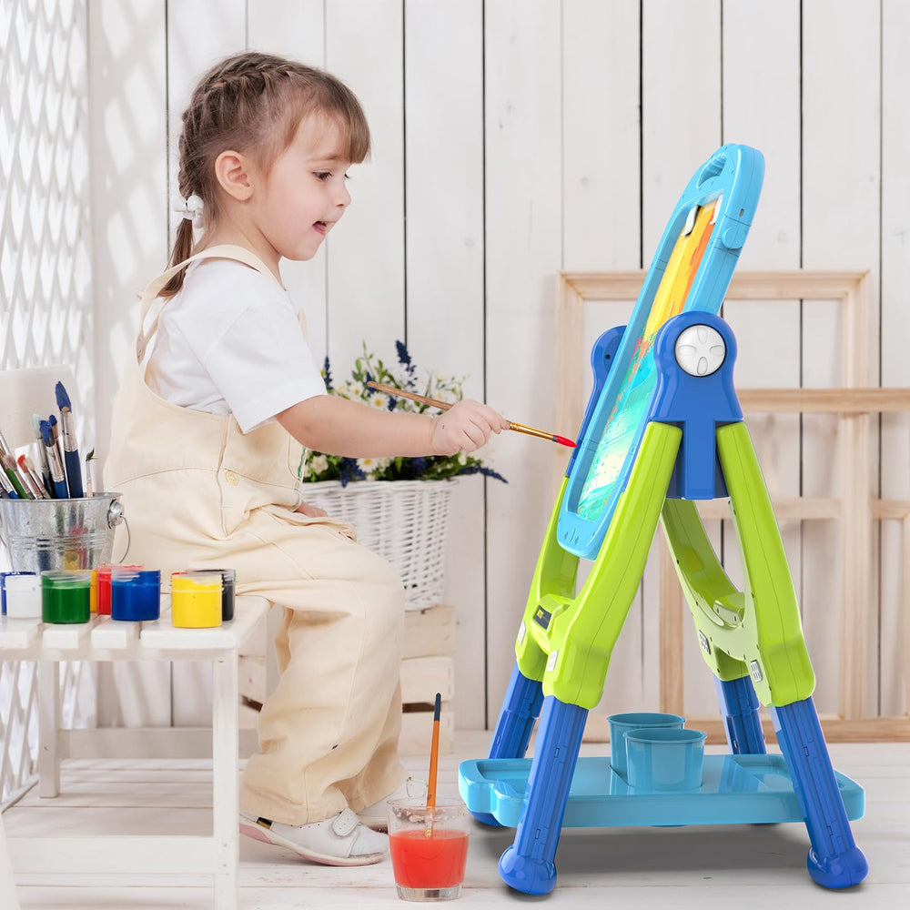 Two kids can paint simultaneously on the Ylovetoys easel