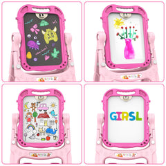 Ylovetoys adjustable height easel grows with your child for standing or seated art.