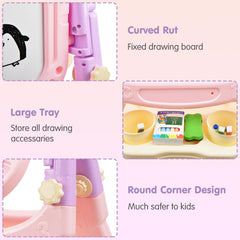 Ylovetoys adjustable height easel suited for standing or seating.