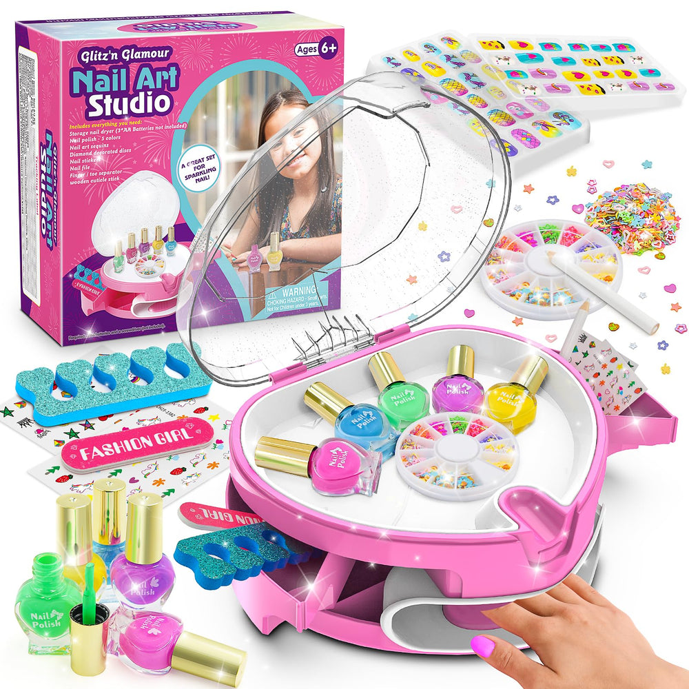 Ylovetoys kids nail polish set with colorful bottles for creative, mess-free nail art.