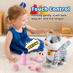 Ylpaprm gray walking cat set dancing movements for active kid play