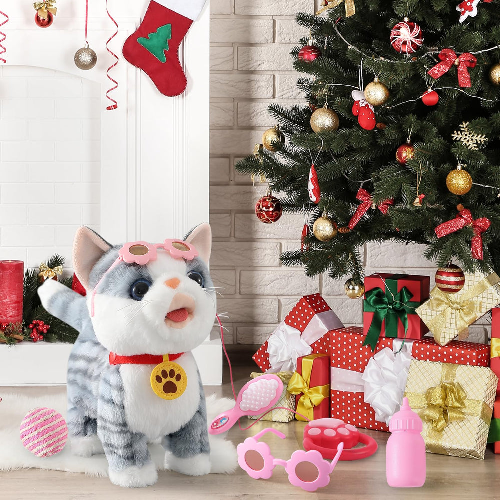 Ylpaprm gray walking cat set soft plush design gentle on skin