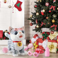 Ylpaprm gray walking cat set soft plush design gentle on skin