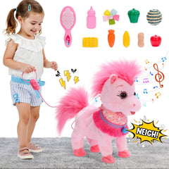 Ylpaprm Pink Walking Pony Toy showing smooth walking motion for active play