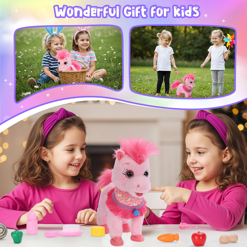 Ylpaprm Pony licking tail realism enhances lifelike pretend pet play