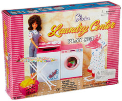 YMCtoys My Fancy Life pink and white laundry space enhances dollhouse interiors.