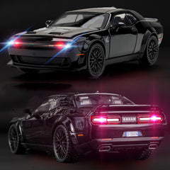 YMHAT Die-cast toy car features sound and light for interactive fun.