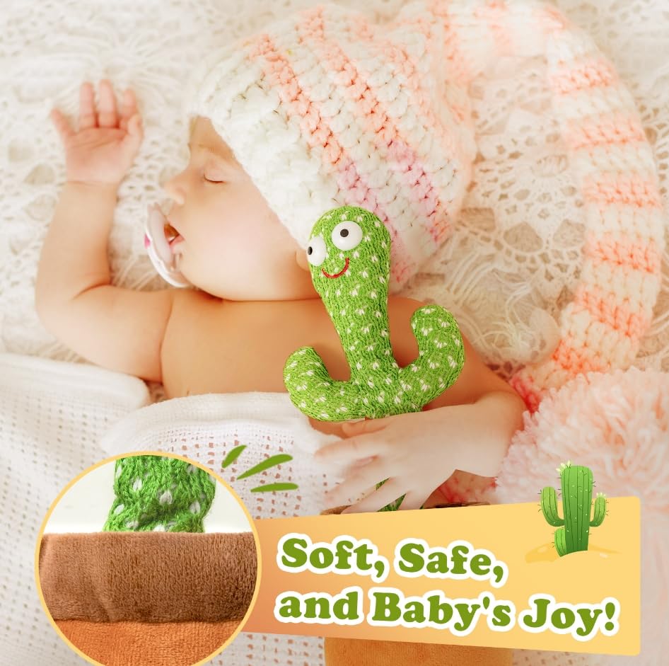 YMLTP Dancing Cactus close-up shows soft plush fabric for comfort.