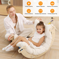 Ymonlia wooden rocker base stays stable during climbing and imaginative play