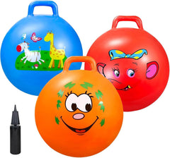 Ynanimery bouncy ball with handle provides a secure grip for kids during play.