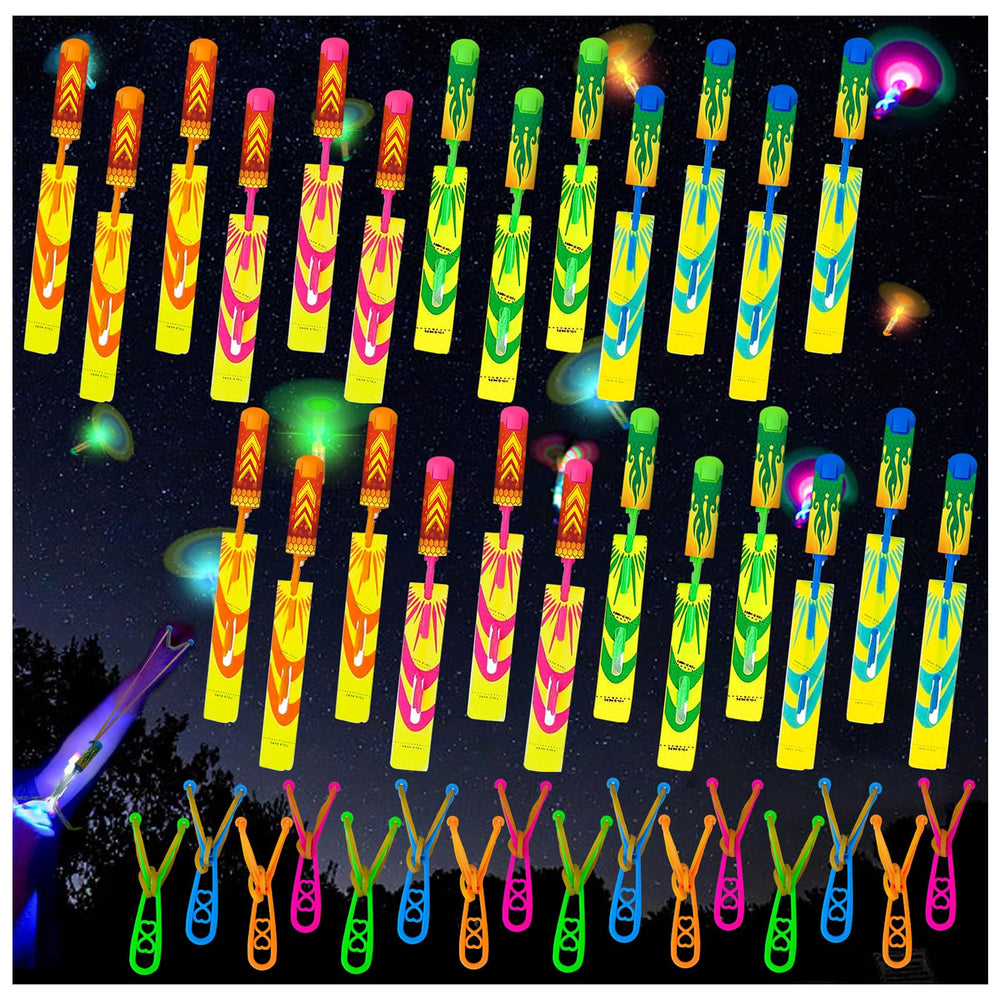 Ynybusi LED slingshot helicopters glow at night for outdoor play
