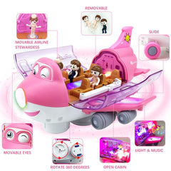 Ynybusi pink airplane toy showing 360° rotation for dynamic play