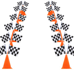 YOELVN orange race cone with hole for flag insertion; durable party prop.