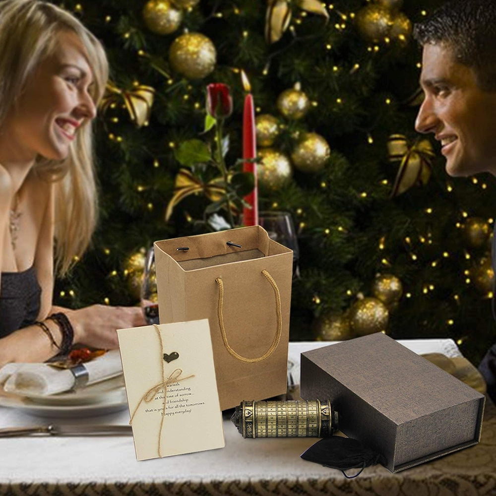 Side view highlights bronze plating and a secure lock for discreet storage.