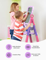 YOHOOLYO Kids Easel features sturdy plastic for daily use.