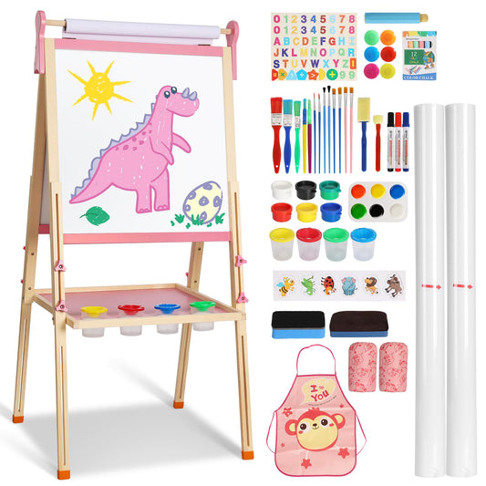 YOHOOLYO Kids Easel with paper roll drawer for mess-free drawing sessions.