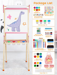 YOHOOLYO double-sided design offers whiteboard and chalkboard versatility.