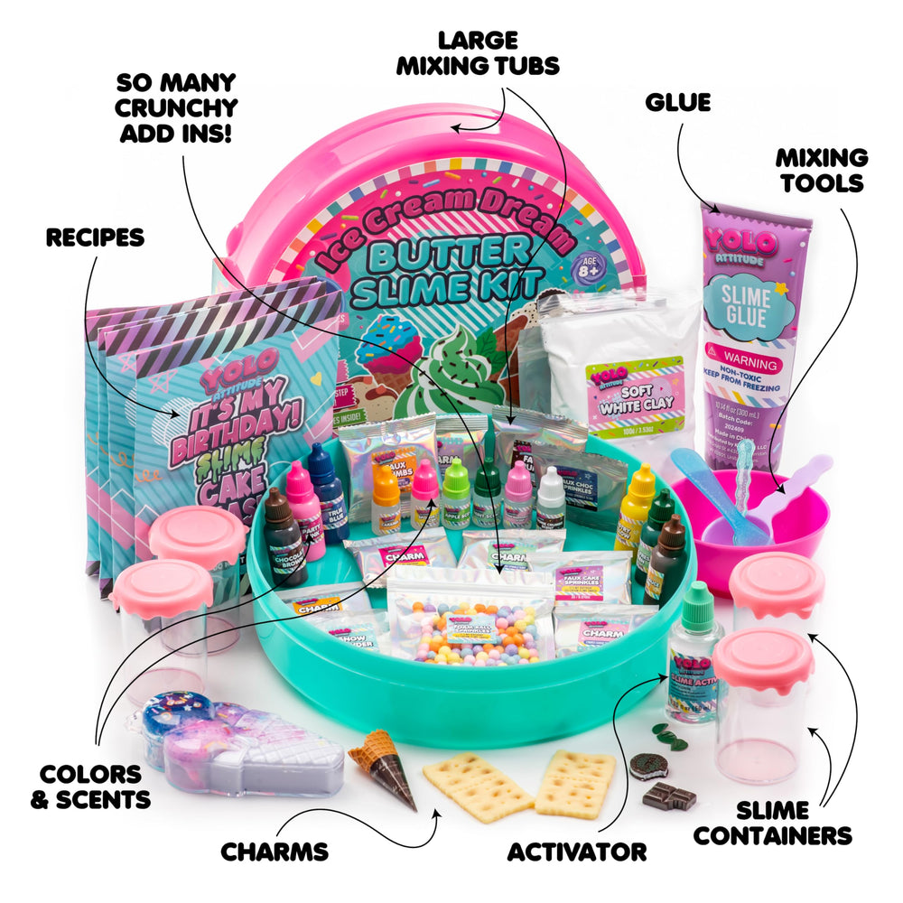 YOLO Attitude soft clay and textures offering fluffy and glossy slime options for kids