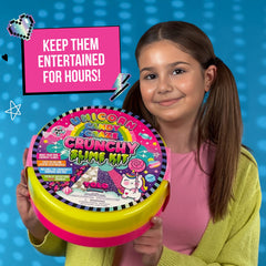 YOLO Unicorn Candy Craze slime kit unboxing image, highlighting 40+ items for creative play.