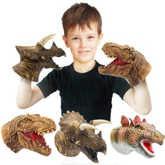 Yolococa Tyrannosaurus puppet close-up shows realistic latex texture for storytelling