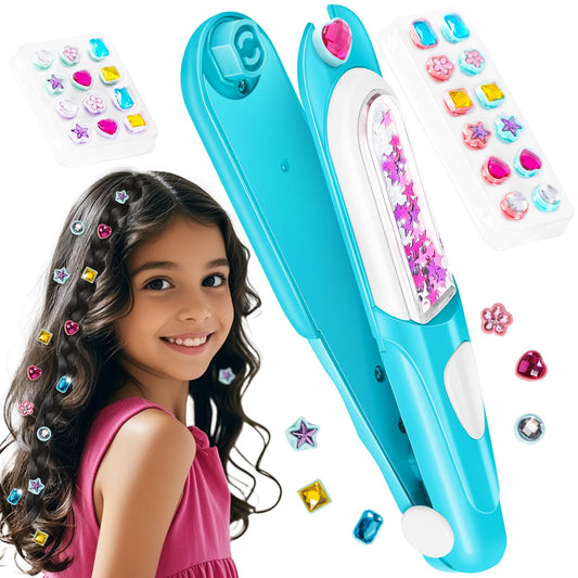 Yoloflix Hair Gem Stamper Kit blue with sparkling diamonds for creative styling.