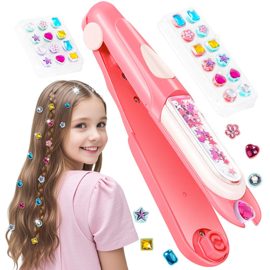 Yoloflix Hair Gem Stamper Kit showing sparkly rhinestones ready to use for DIY styles.