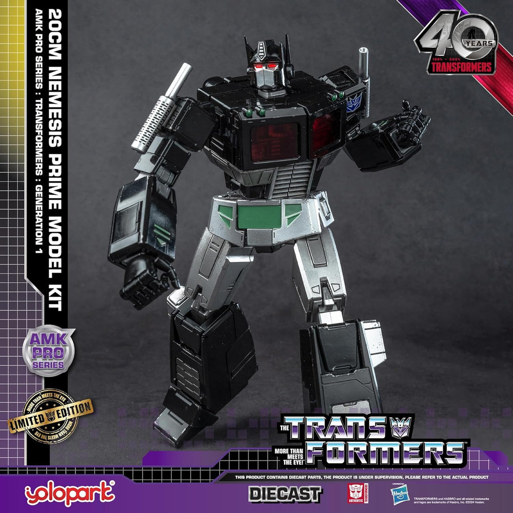 YOLOPARK Nemesis Prime figure with upgraded weapons for dynamic poses.