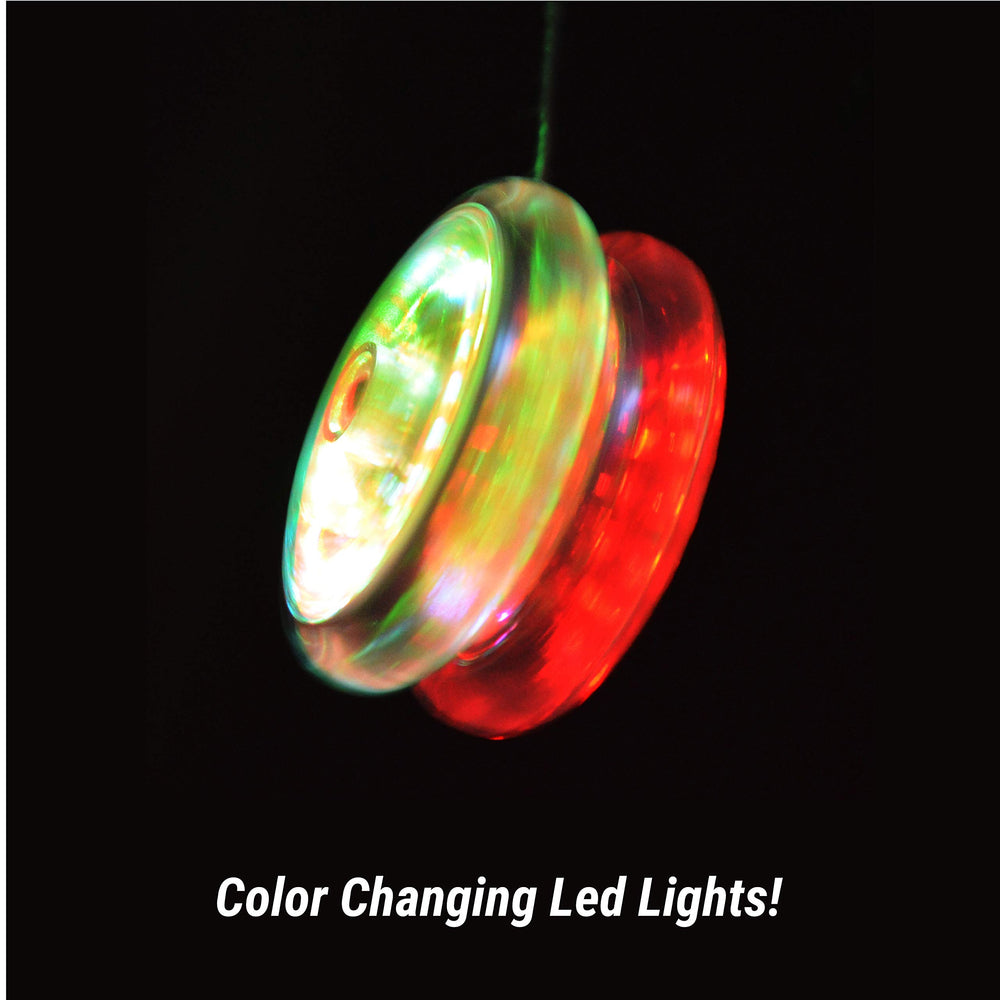 Yomega Spectrum LED activation during spin captures dynamic color change and visibility.