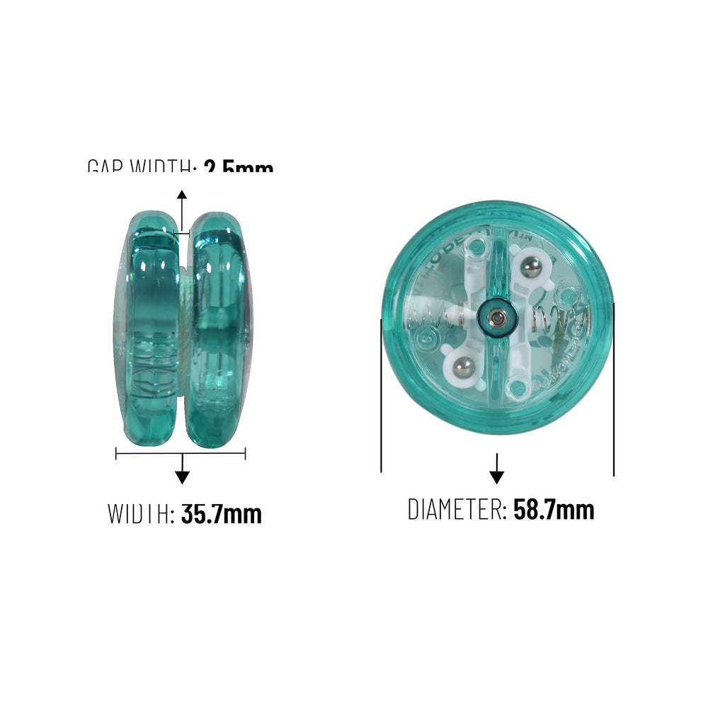 Yomega The Original Brain teal centrifugal clutch detail, automatic return feature