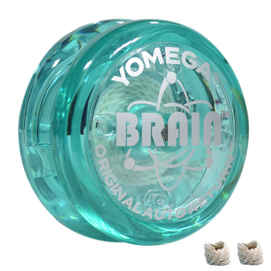 Yomega The Original Brain teal front view, beginner-friendly yoyo for learning basics