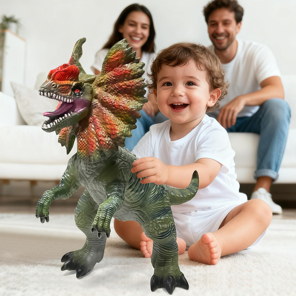 Deflated YONGJULE dinosaur stores easily after playtime