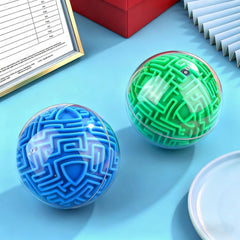 Close-up of YongnKids blue-green puzzle ball showing clear exterior for tactile play.