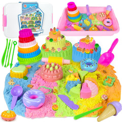 YongnKids ice cream sensory bin with colorful sands and molds for imaginative play.