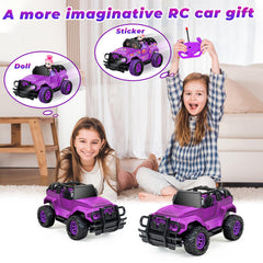 YongnKids RC truck with open roof showing dolls for imaginative play