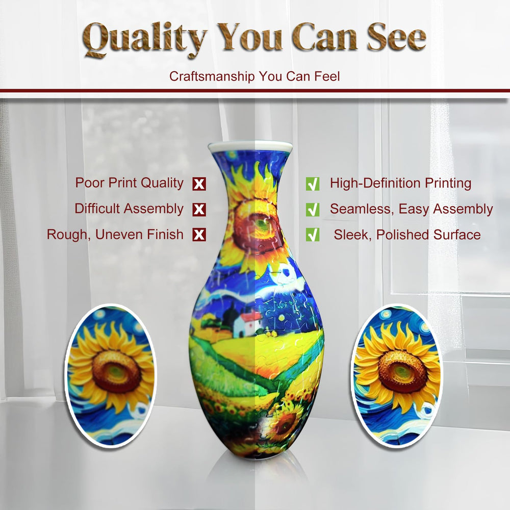 YONGUR clear 3D puzzle vase pattern highlighting vivid decorative design.
