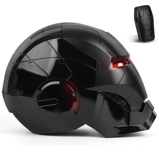 YONTYEQ MK5 helmet front view with LED eyes for cosplay realism