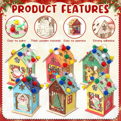 Yookeer colorful pompoms add texture to each gingerbread house.